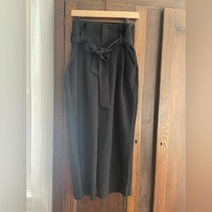 Black High-Waisted Tie-Waist Pants